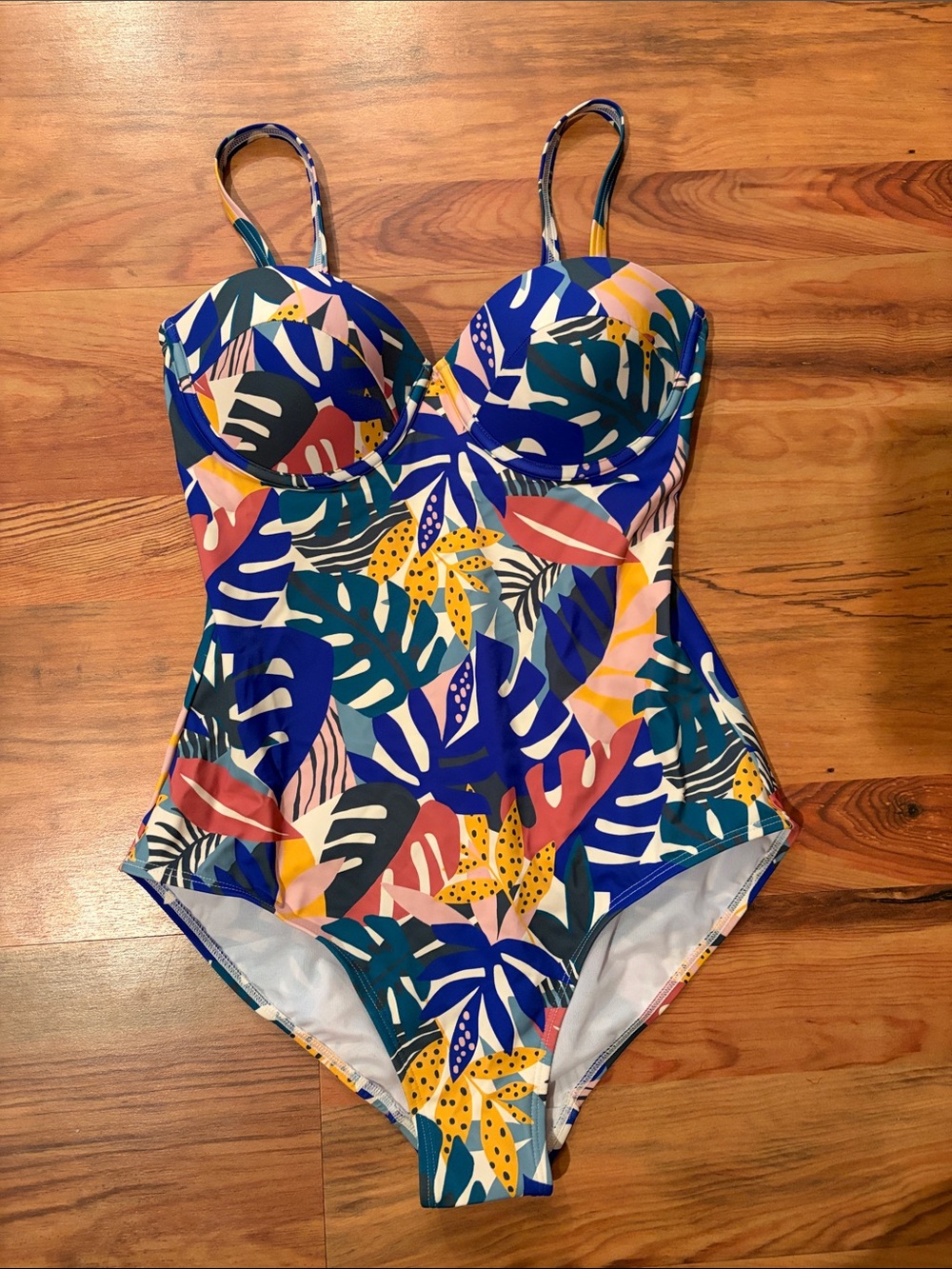 Boden Blue Tropical Print One-Piece Swimsuit - Picture 2 of 3